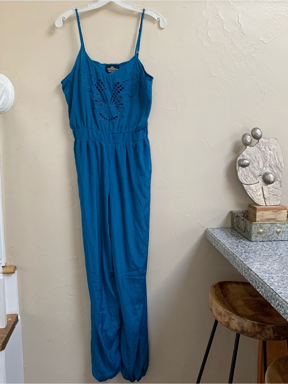 Angie Jumper Teal Blue Women's Spaghetti Strap Jumpsuit